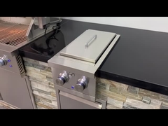 Gril à gaz extérieur de BBQ d'acier inoxydable construit dans le double brûleur latéral 12,6